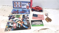 Twins Car Bank, OPin, Randy Bush Signed Flag