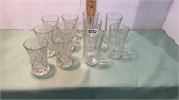 A lot of eight drinking glasses