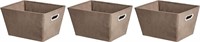 Bins with Oval Grommets - 3-Pack, Taupe