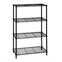 4-Tier Steel Wire Shelving Unit in Black (36 in.