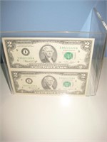 2 Uncut 1976 Two Dollar Bills
