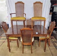 fruitwood table w/2 extre leaves/8 matching chairs