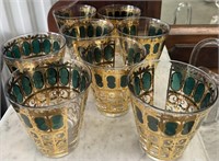 8 VINTAGE GREEN GOLD DRINK GLASSES