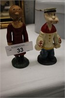 VINTAGE CAST IRON POPEYE & OLIVE OIL COIN BANKS