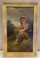Redhead Girl Oil Painting - Unsigned