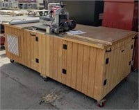 Large Wood Work Bench on Casters