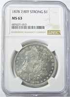 1878 7/8TF STRONG MORGAN $1 NGC MS-63