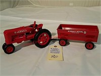 Vintage Product Miniature Farmall M and Wagon