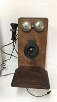 Vintage Wooden Electric Wall Telephone