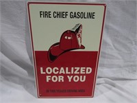 Fire Chief Gasoline 17" x 11 1/2" Metal Sign