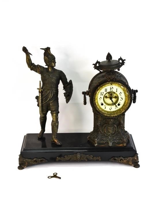 Antique New Haven Figural Mantle Clock Carthage