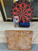 Dart Board, darts, and marble game (basement)