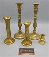 Group of Brass Candle Sticks (5)