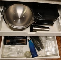 2 Drawers of Appliances, Cups, Flatware++