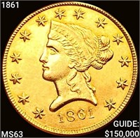 1861 $10 Gold Eagle CHOICE BU