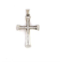 14K WHITE GOLD 1.50CT DIAMOND CROSS PENDANT WITH C