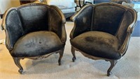 Pair of Barrel Back Bergere Chairs