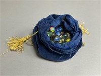 Collection of Glass Marbles in Chivas Bag