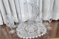 Mixed Glassware Midcentury modern drink pitcher,