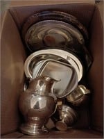 Box of Vintage Silver Plated/ Tone Serving Pieces