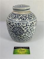Antique Flower Pattern Stoneware Jar