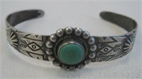 NA Turquoise & SS Bracelet - Hallmarked