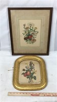 2 Framed Vintage Floral Prints