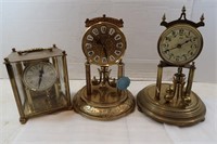 3 Mantle Clocks(2 Kundo, 1 Hamilton)-As Is