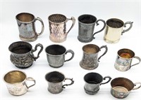 Lot of 12 Silver Plate Child's Mugs