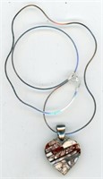 Sterling Inlay Agate Heart Necklace 18”
