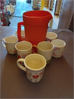Tupperware Pitcher & coffee cups