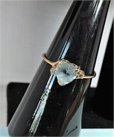 14K Aquamarine Ring with Diamond Accents