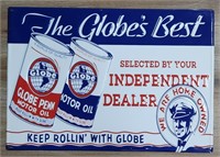 Globe Penn Motor Oil Tin Embossed Advertising