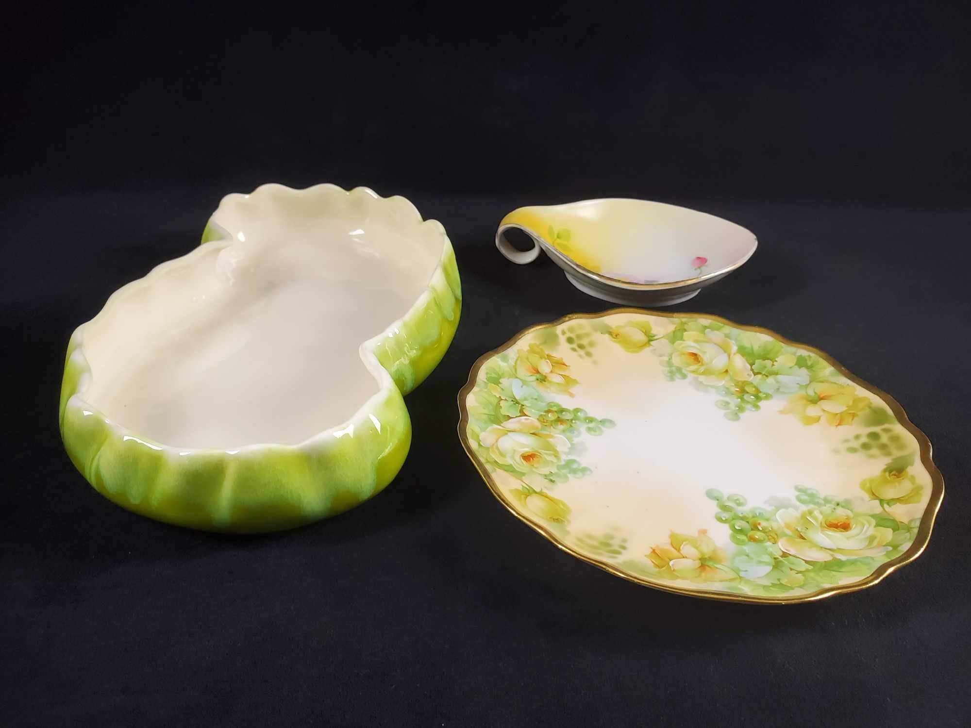 Vintage Hand Painted Ceramic Porcelain Bowls Plate