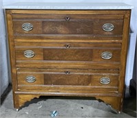 (L) Marble Top 3 Drawer Dresser 37 1/2? x 17? x