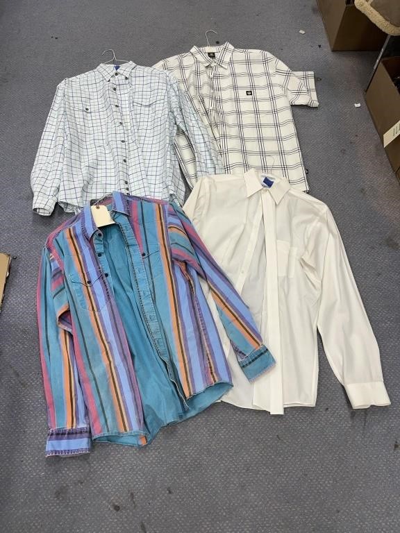 4 Men's Button Front Shirts Sz 16-1/2