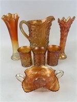Selection of Marigold Carnival Glass