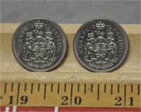 Two 1972 Canada 50cents coins