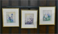 LOT OF THREE FLORAL WATERCOLOURS