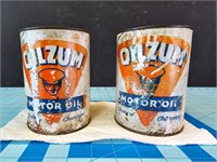 Vintage Oilzum motor oil cans full