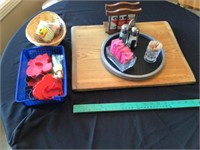 Cutting board, Lazy Susan, napkin holder, cookie