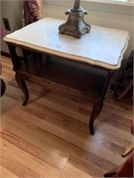 French Provincial Scalloped Marble Top Table