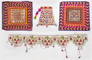 Indian Gujarat Toran, Panels, & Bag, 4 Pieces