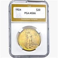 1924 $20 Gold Double Eagle PGA MS66
