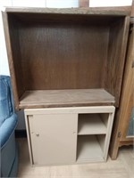 Wood shelf 35.5" x 13" x 30" & metal cabinet