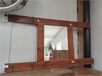 Mirror with hooks, 47" x 26"
