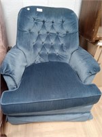 Blue fabric rocking chair