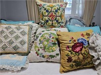 Throw Pillows, Some Embroidered