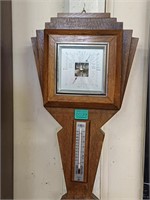 Edwardian Carved Oak Barometer and an Art