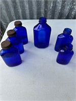 Vintage Set of Blue Glass